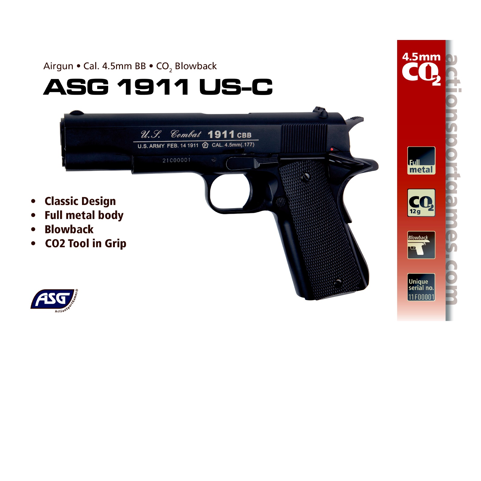 PIST BALIN ASG COMBAT 1911 4,5